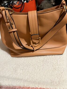The Mini Classy Tan Shoulder Bag with Buckle Accent